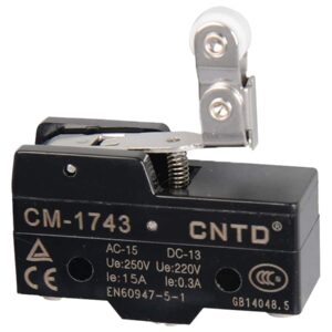 میکروسوئیچ فشاری اهرم کوتاه با قرقره دوطبقه پلاستیکی CNTD کد CM-1743